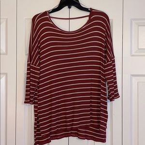Rust Top with White Stripes.